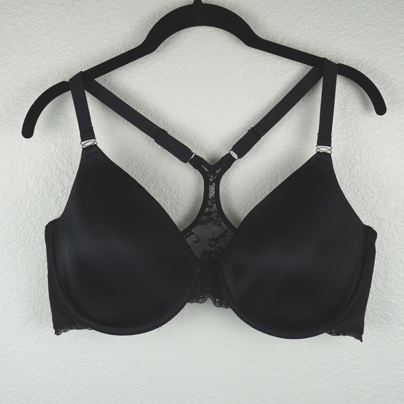 Maidenform Black Lace T-Back Underwire Bra 40DD feminine coquette lingerie - Picture 1 of 5